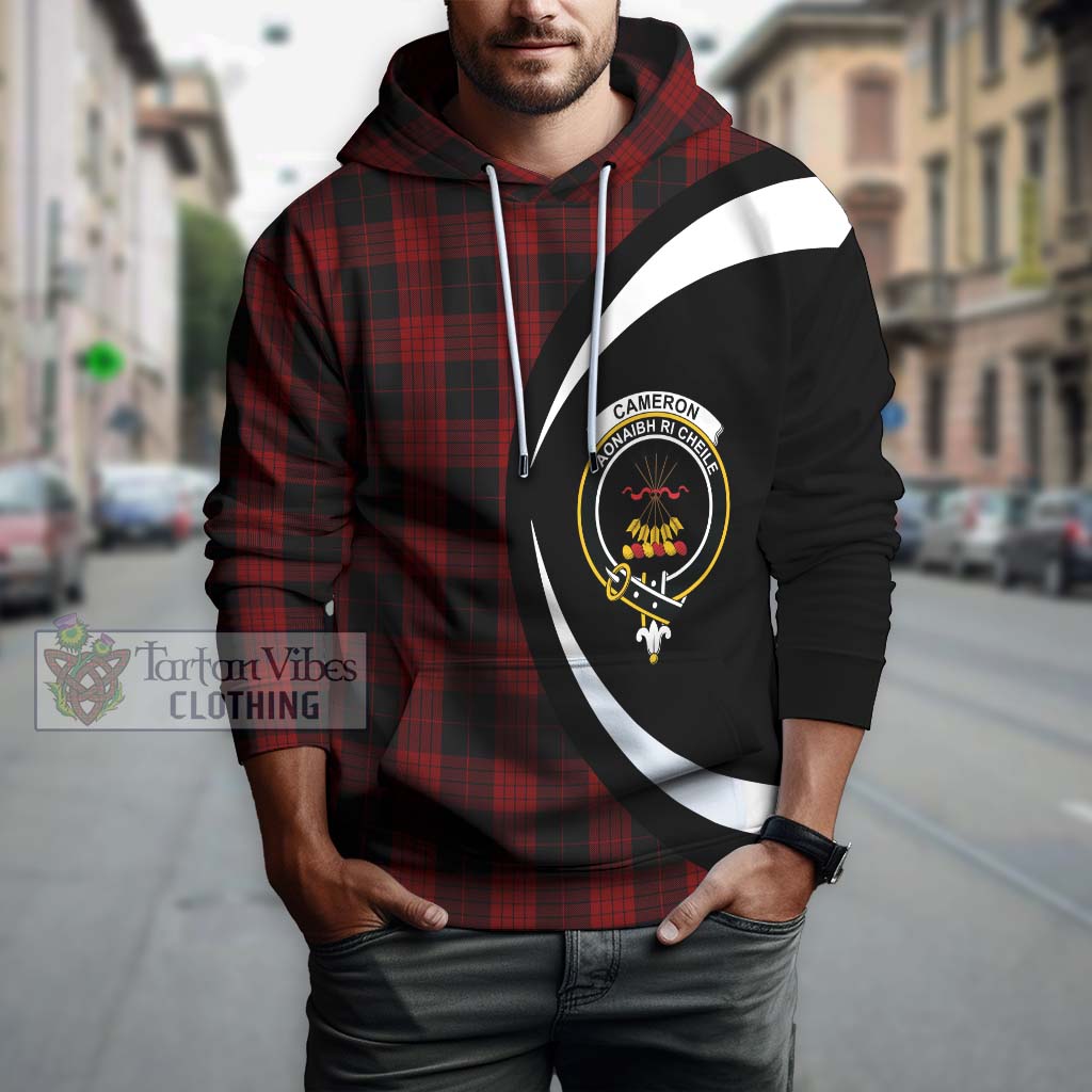 Tartan Vibes Clothing Cameron Black and Red Tartan Hoodie with Family Crest Circle Style