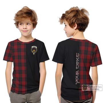 Cameron Black and Red Tartan Kid T-Shirt with Family Crest and Half Of Me Style