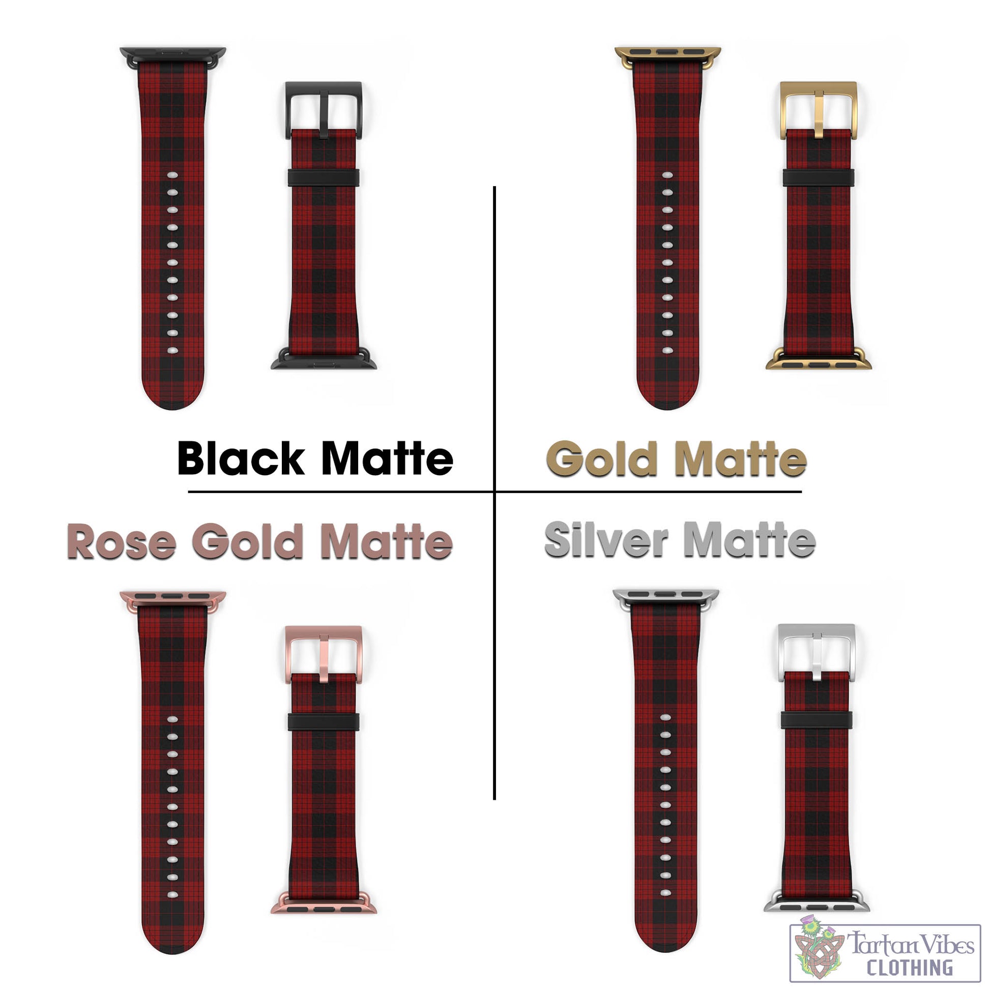 Tartan Vibes Clothing Cameron Black and Red Tartan Watch Band