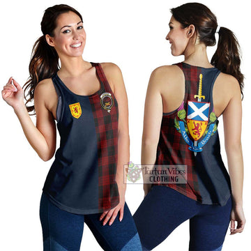 Cameron Black and Red Tartan Women's Racerback Tanks Alba with Scottish Lion Royal Arm Half Style