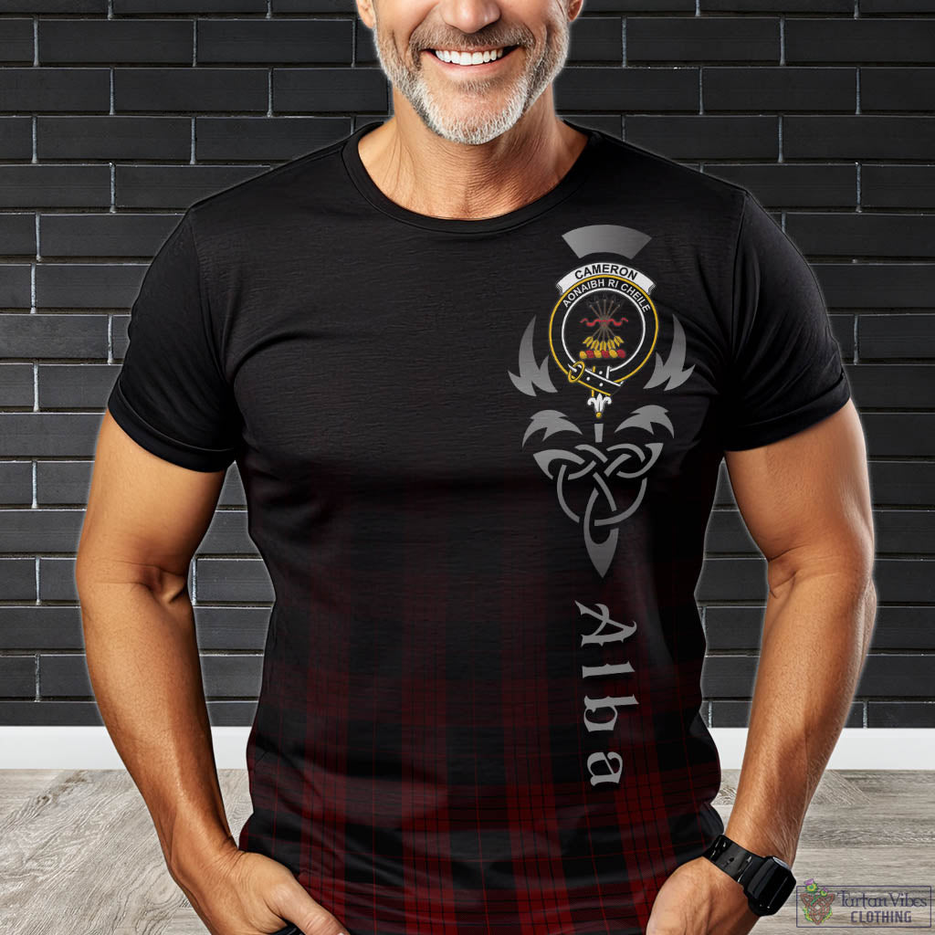 Tartan Vibes Clothing Cameron Black and Red Tartan T-Shirt Featuring Alba Gu Brath Family Crest Celtic Inspired