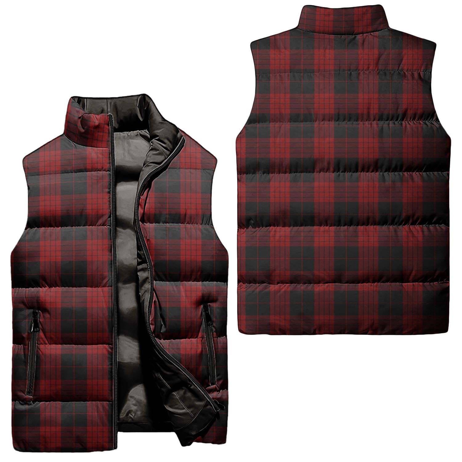 Cameron Black and Red Tartan Sleeveless Puffer Jacket Unisex - Tartanvibesclothing