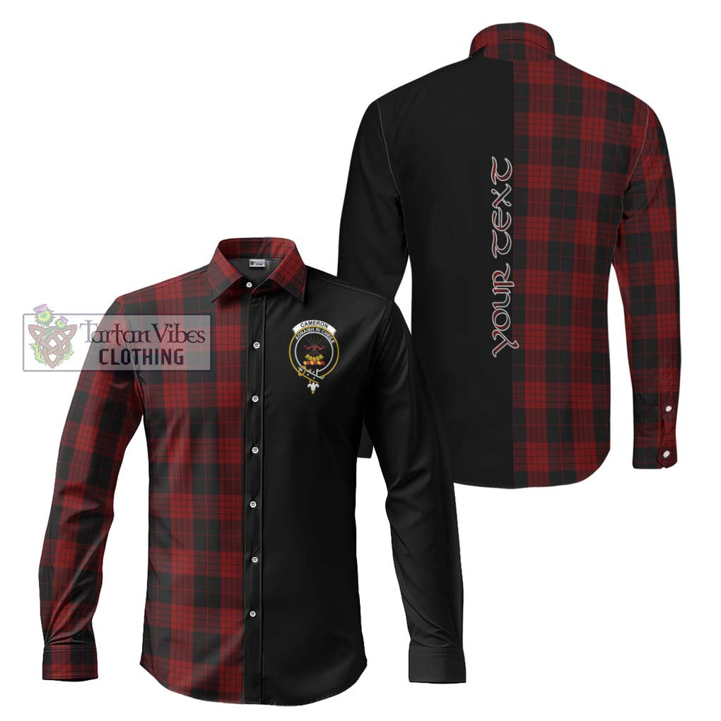 Cameron Black and Red Tartan Long Sleeve Button Shirt with Family Crest and Half Of Me Style Men's Shirt S - Tartanvibesclothing Shop