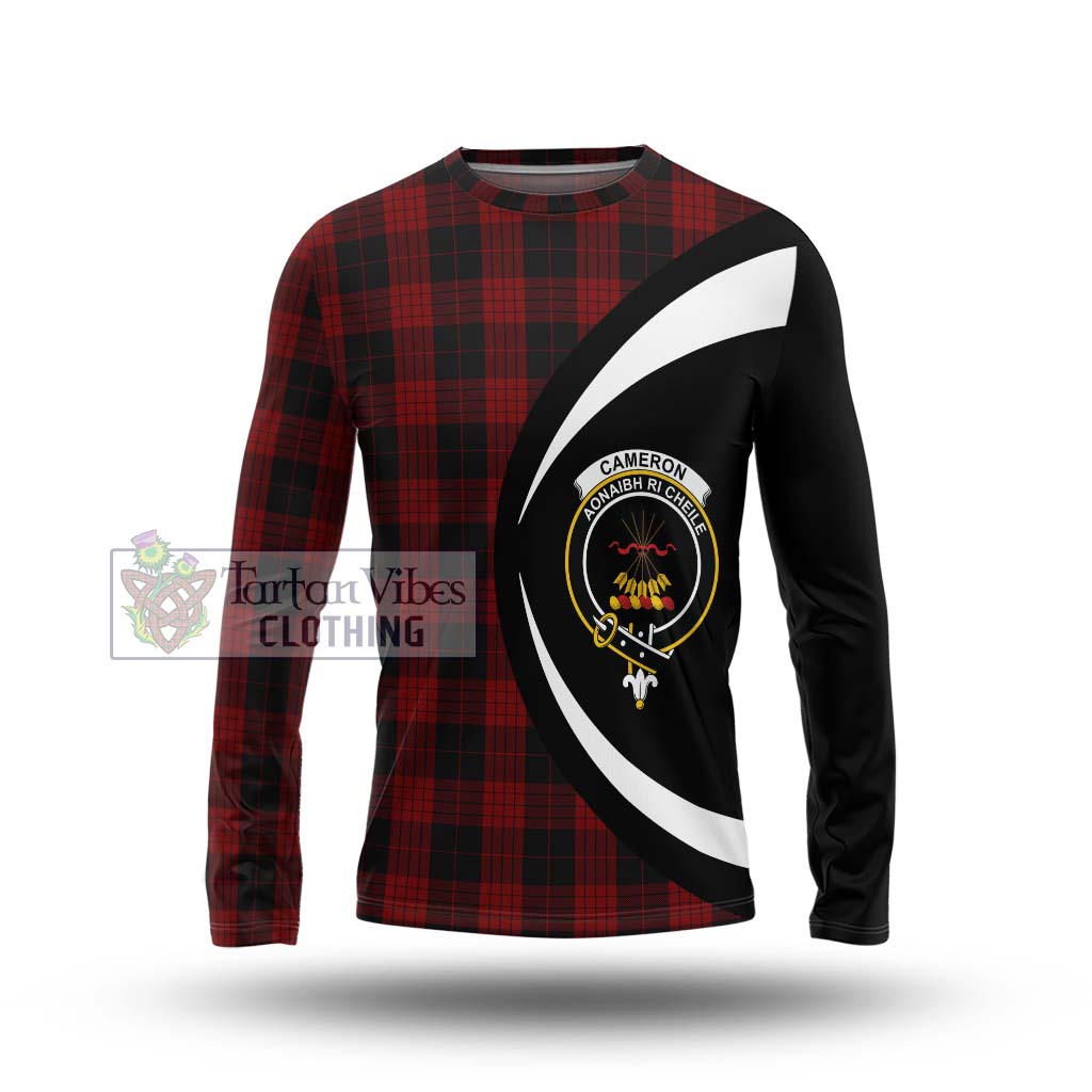 Cameron Black and Red Tartan Long Sleeve T-Shirt with Family Crest Circle Style Unisex - Tartan Vibes Clothing