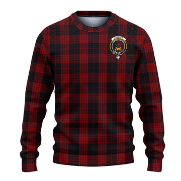 Cameron Black and Red Tartan Ugly Sweater with Family Crest