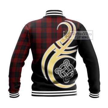 Cameron Black and Red Tartan Baseball Jacket with Family Crest and Celtic Symbol Style