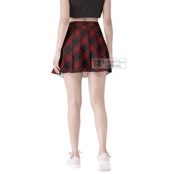 Cameron Black and Red Tartan Women's Plated Mini Skirt Cross Style