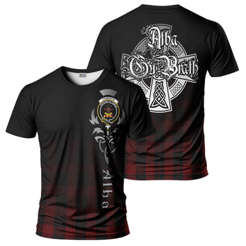 Cameron Black and Red Tartan T-Shirt Featuring Alba Gu Brath Family Crest Celtic Inspired