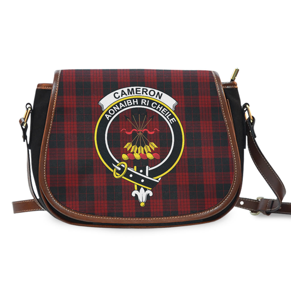 Cameron Black and Red Tartan Saddle Bag with Family Crest - Tartan Vibes Clothing