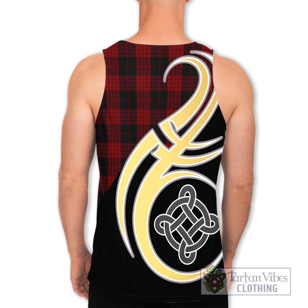 Cameron Black and Red Tartan Men's Tank Top with Family Crest and Celtic Symbol Style - Tartan Vibes Clothing