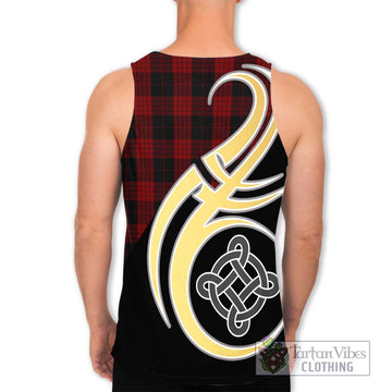 Cameron Black and Red Tartan Men's Tank Top with Family Crest and Celtic Symbol Style