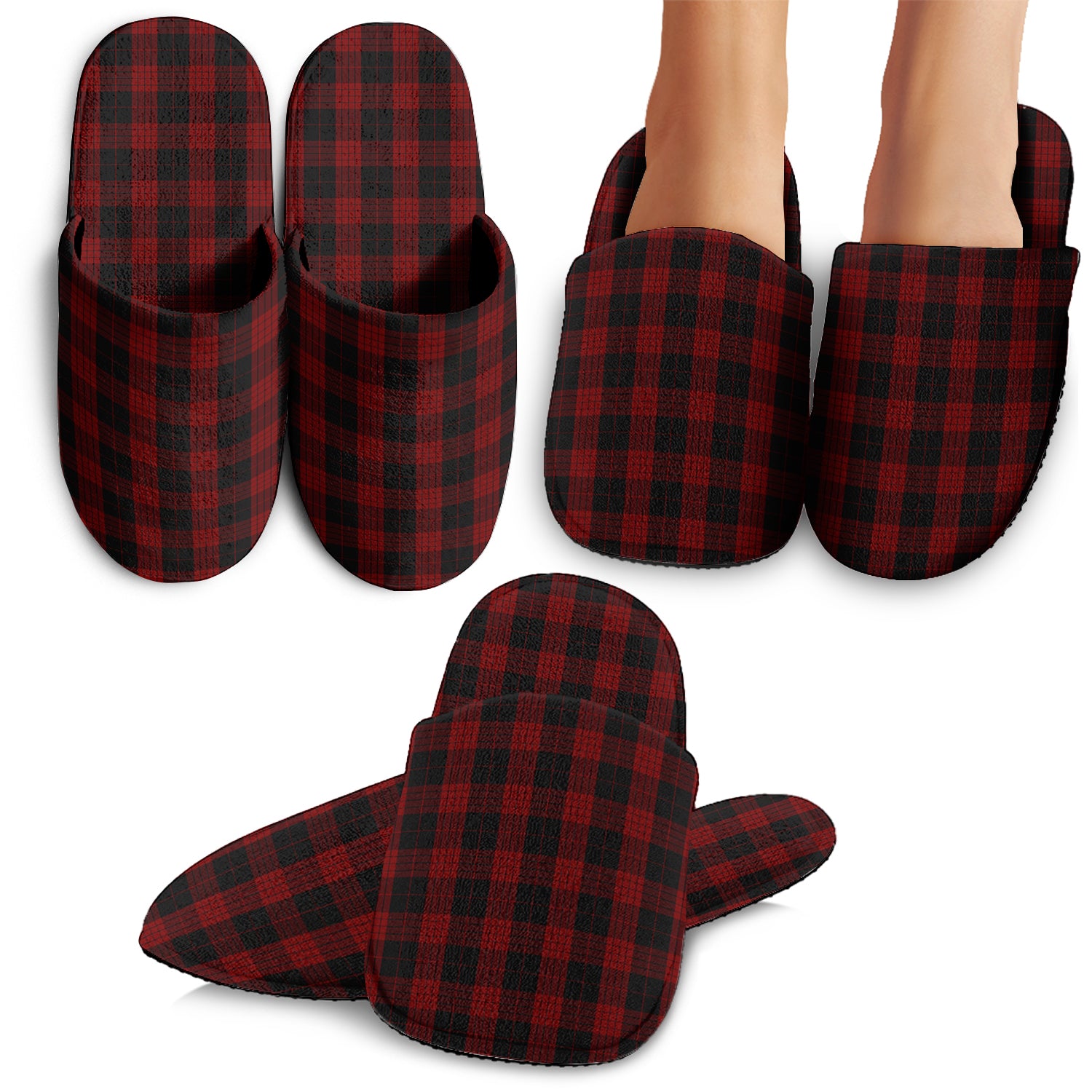 Cameron Black and Red Tartan Home Slippers - Tartanvibesclothing