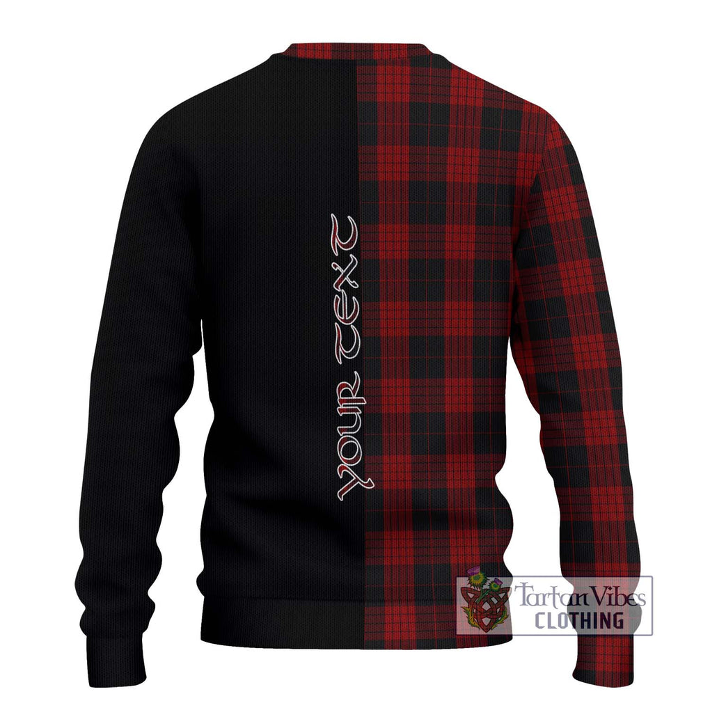 Cameron Black and Red Tartan Knitted Sweater with Family Crest and Half Of Me Style - Tartanvibesclothing Shop