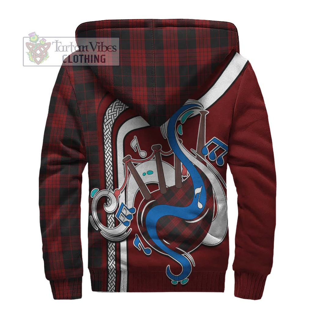 Cameron Black and Red Tartan Sherpa Hoodie with Epic Bagpipe Style - Tartanvibesclothing Shop