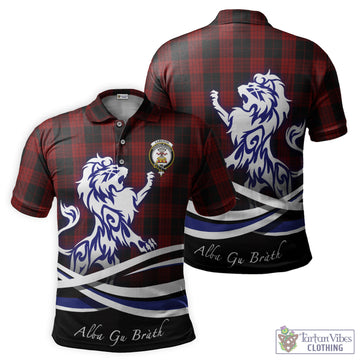 Cameron Black and Red Tartan Polo Shirt with Alba Gu Brath Regal Lion Emblem