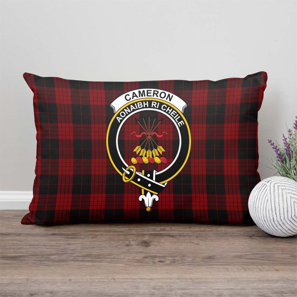 Cameron Black and Red Tartan Pillow Cover with Family Crest Rectangle Pillow Cover - Tartanvibesclothing