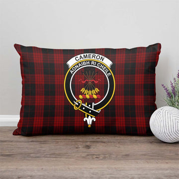 Cameron Black and Red Tartan Pillow Cover with Family Crest