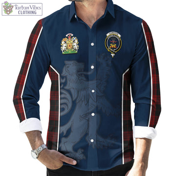 Cameron Black and Red Tartan Long Sleeve Button Up Shirt with Family Crest and Lion Rampant Vibes Sport Style