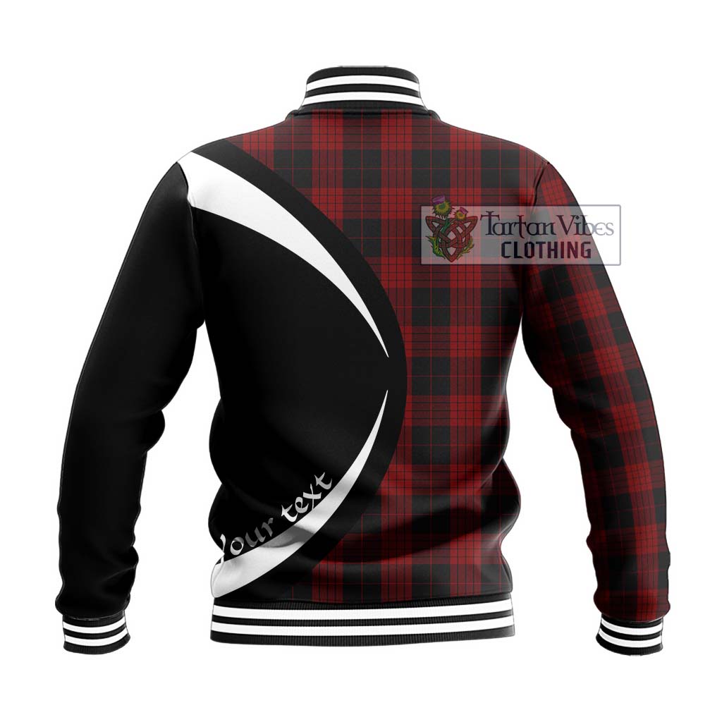 Cameron Black and Red Tartan Baseball Jacket with Family Crest Circle Style - Tartan Vibes Clothing