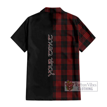 Cameron Black and Red Tartan Short Sleeve Button Shirt with Family Crest and Half Of Me Style