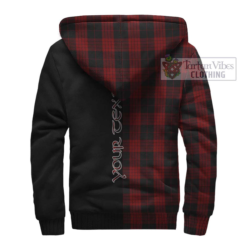 Cameron Black and Red Tartan Sherpa Hoodie with Family Crest and Half Of Me Style - Tartanvibesclothing Shop