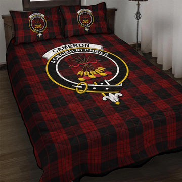 Cameron Black and Red Tartan Quilt Bed Set with Family Crest