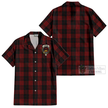 Cameron Black and Red Tartan Cotton Hawaiian Shirt with Family Crest