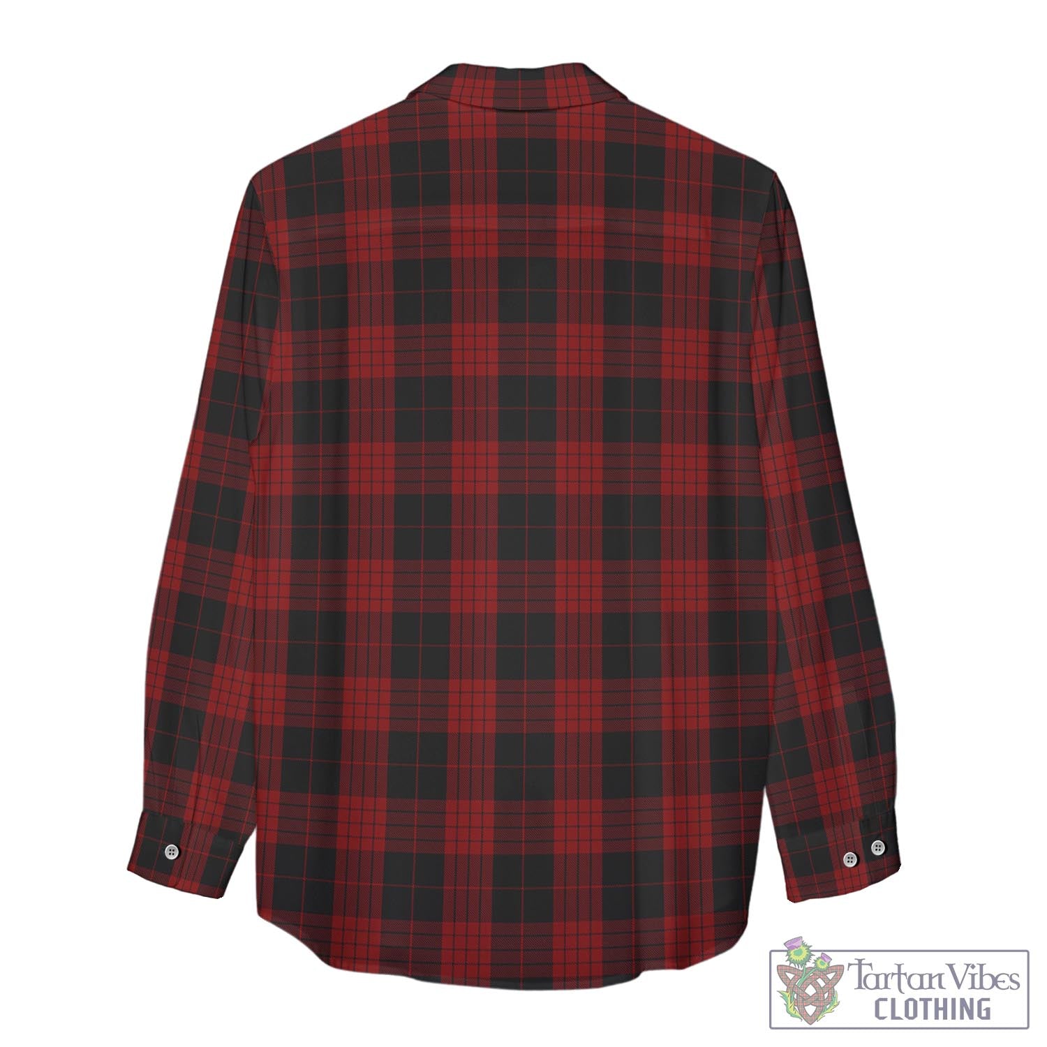 Tartan Vibes Clothing Cameron Black and Red Tartan Womens Casual Shirt with Family Crest