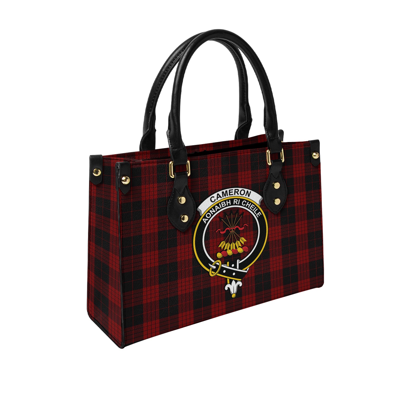 cameron-black-and-red-tartan-leather-bag-with-family-crest