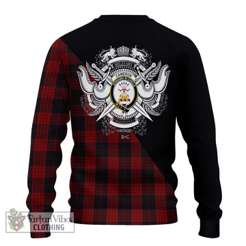 Cameron Black and Red Tartan Ugly Sweater with Family Crest and Military Logo Style