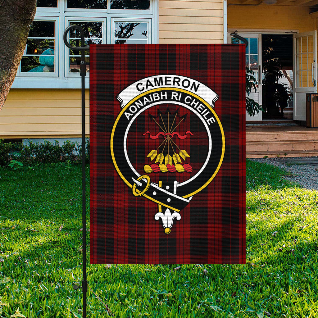 Cameron Black and Red Tartan Flag with Family Crest - Tartan Vibes Clothing