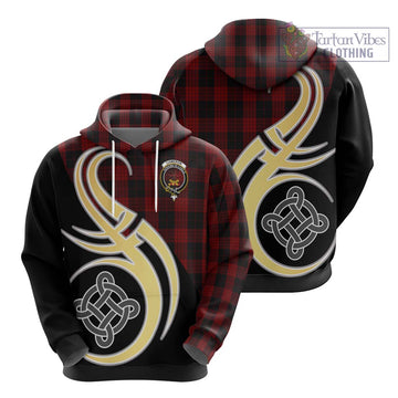 Cameron Black and Red Tartan Hoodie with Family Crest and Celtic Symbol Style