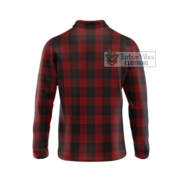 Cameron Black and Red Tartan Long Sleeve Polo Shirt with Family Crest DNA In Me Style