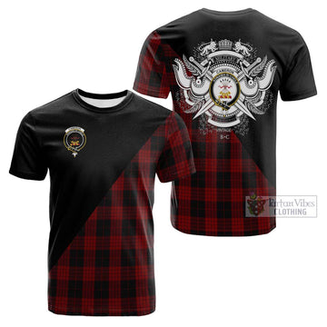 Cameron Black and Red Tartan Cotton T-shirt with Family Crest and Military Logo Style