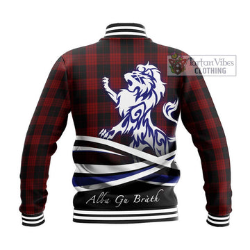 Cameron Black and Red Tartan Baseball Jacket with Alba Gu Brath Regal Lion Emblem