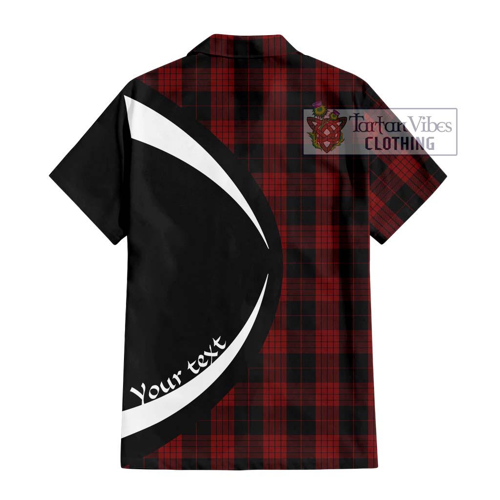 Cameron Black and Red Tartan Short Sleeve Button Up with Family Crest Circle Style - Tartan Vibes Clothing