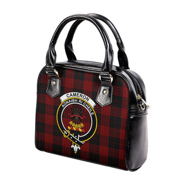 Cameron Black and Red Tartan Shoulder Handbags with Family Crest