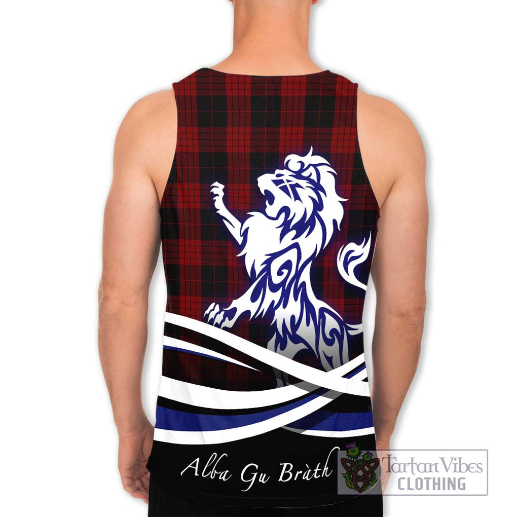 Cameron Black and Red Tartan Men's Tank Top with Alba Gu Brath Regal Lion Emblem - Tartanvibesclothing Shop