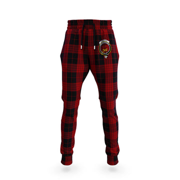 Cameron Black and Red Tartan Joggers Pants with Family Crest