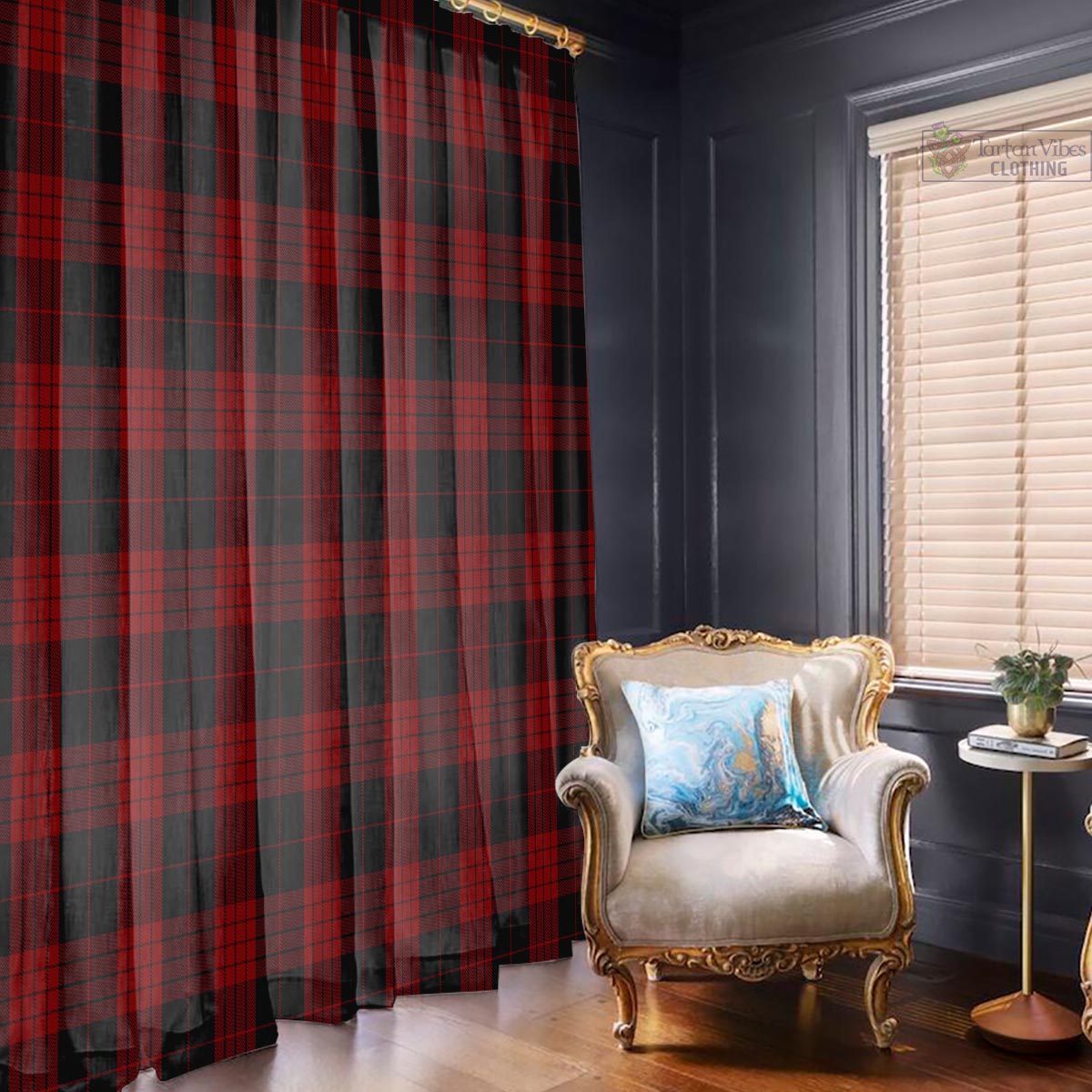 Cameron Black and Red Tartan Window Curtain