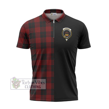 Cameron Black and Red Tartan Zipper Polo Shirt with Family Crest and Half Of Me Style