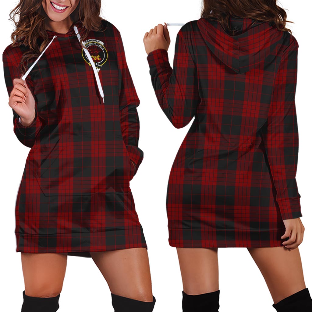 Cameron Black and Red Tartan Hoodie Dress with Family Crest - Tartan Vibes Clothing