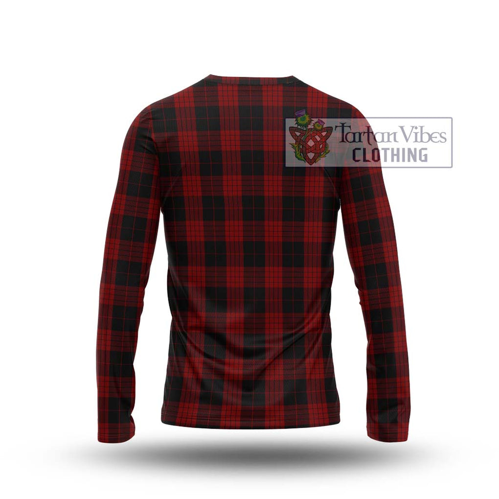 Cameron Black and Red Tartan Long Sleeve T-Shirt with Family Crest DNA In Me Style - Tartanvibesclothing Shop