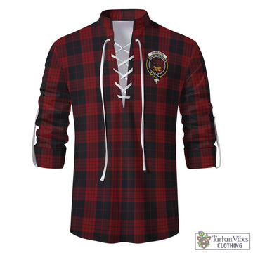 Cameron Black and Red Tartan Men's Scottish Traditional Jacobite Ghillie Kilt Shirt with Family Crest