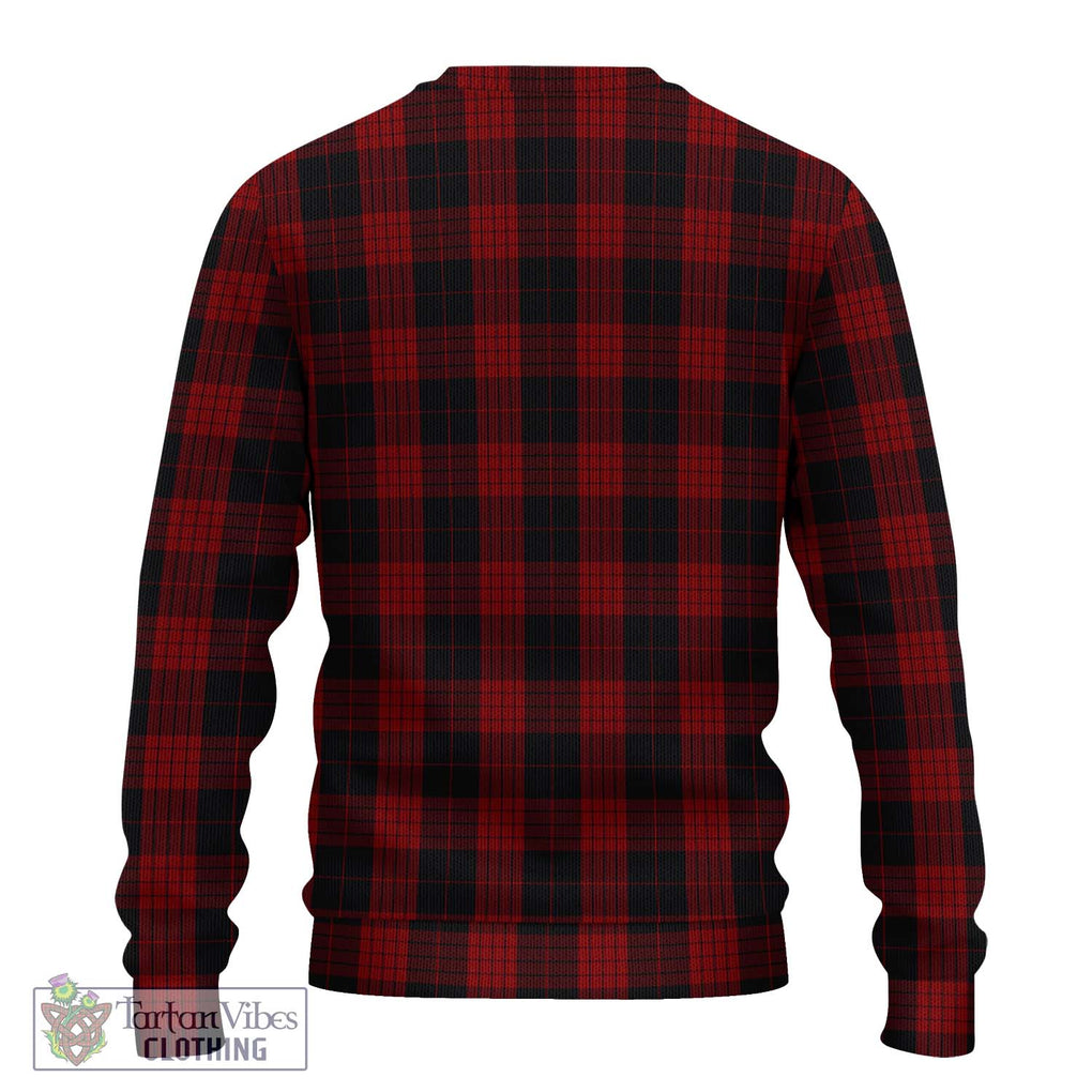 Cameron Black and Red Tartan Knitted Sweater with Family Crest DNA In Me Style - Tartanvibesclothing Shop