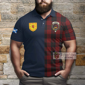 Cameron Black and Red Tartan Polo Shirt Alba with Scottish Lion Royal Arm Half Style