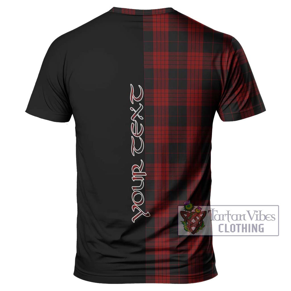 Cameron Black and Red Tartan T-Shirt with Family Crest and Half Of Me Style - Tartanvibesclothing Shop