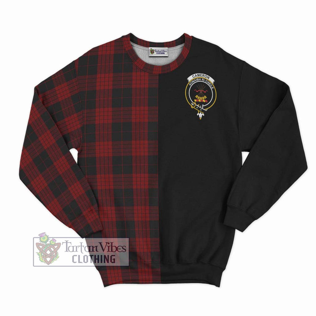 Cameron Black and Red Tartan Sweatshirt with Family Crest and Half Of Me Style - Tartanvibesclothing Shop