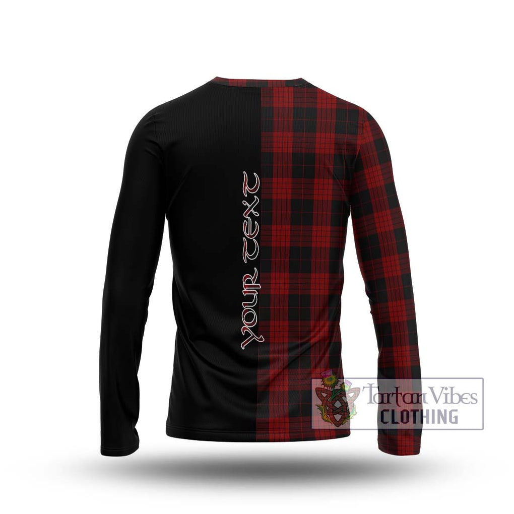 Cameron Black and Red Tartan Long Sleeve T-Shirt with Family Crest and Half Of Me Style - Tartanvibesclothing Shop