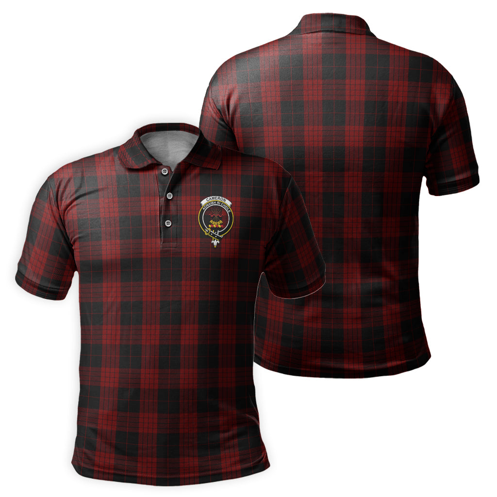 Cameron Black and Red Tartan Men's Polo Shirt with Family Crest - Tartan Vibes Clothing